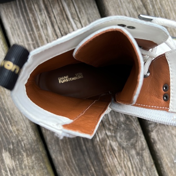 Diane von Furstenberg White Leather Combat Boots size 7 - Picture 6 of 9